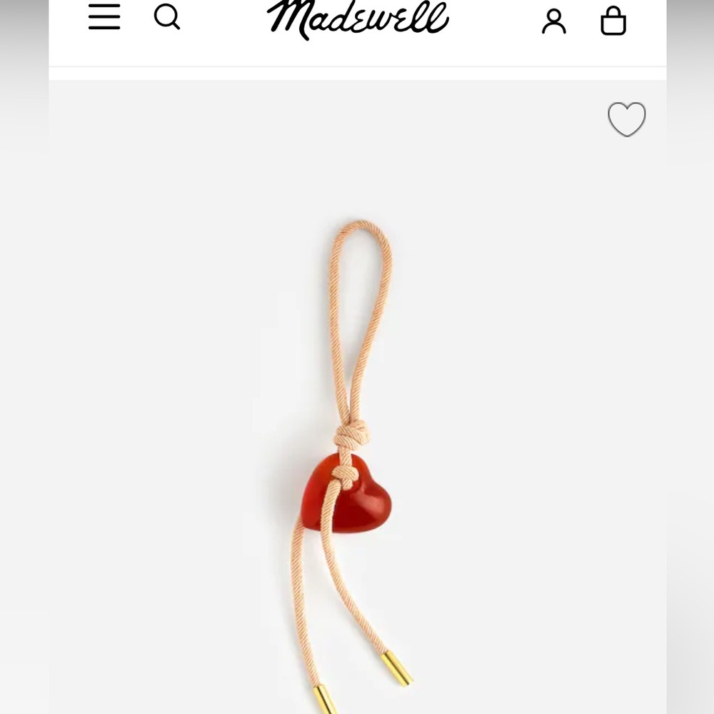 Madewell red heart bag charm with Gold Accents